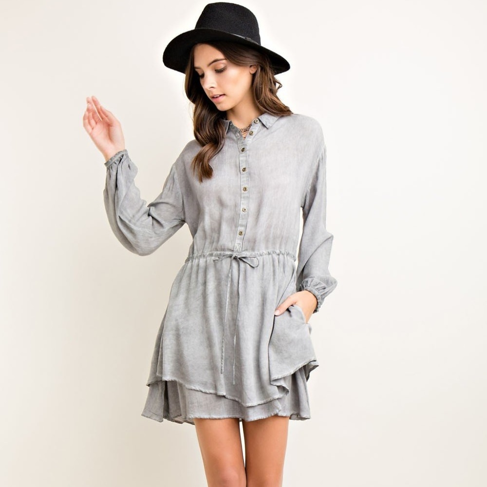 The Perfect Drawstring Grey Dress